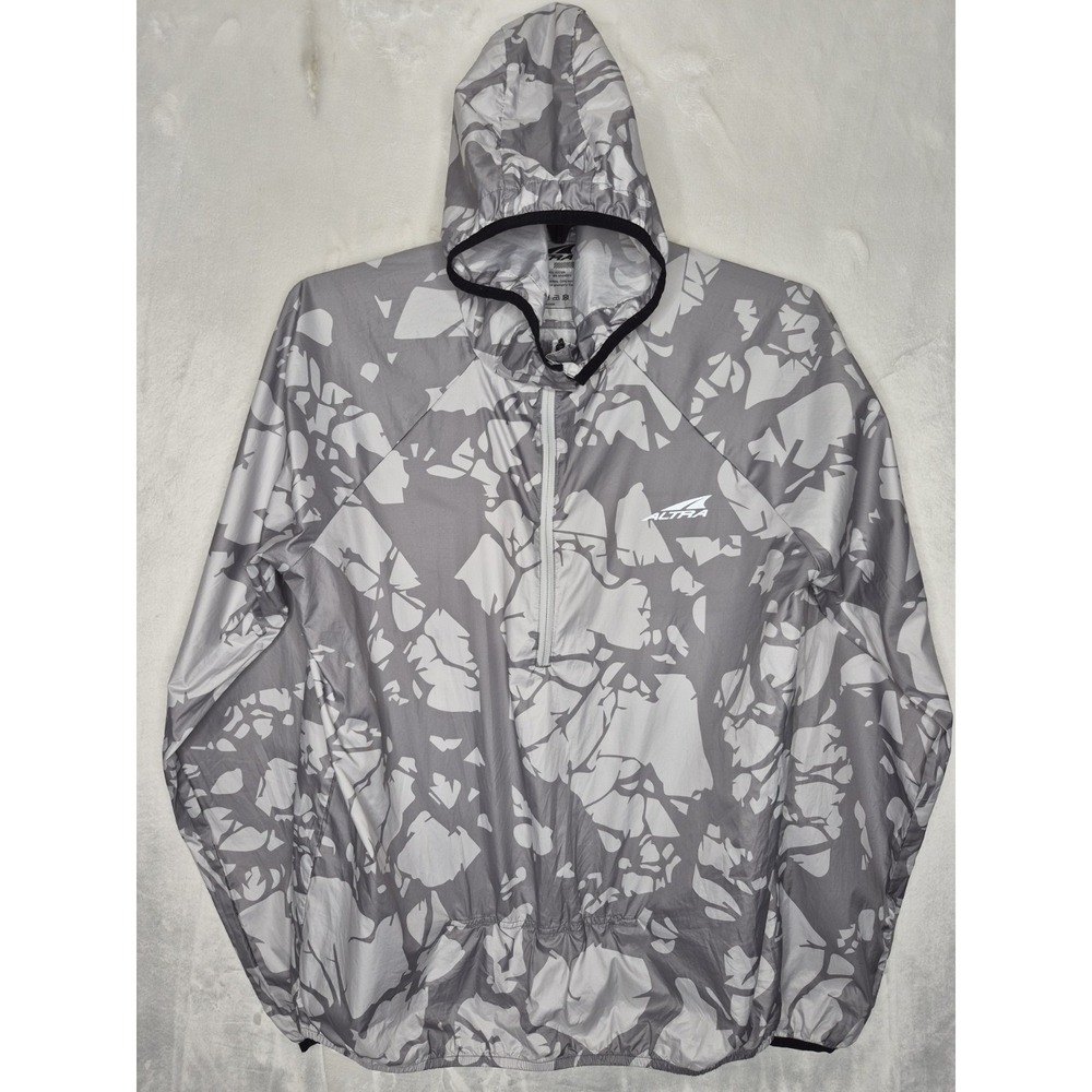 Altra Stashjack Running Packable Windbreaker Jacket Womens L Grey Camo 23x27.5